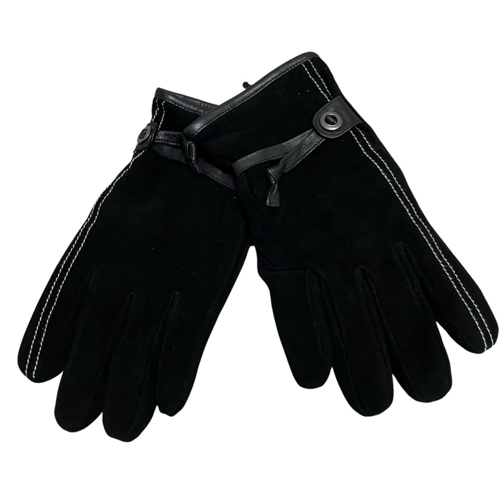 Suede Leather Trimmed Gloves